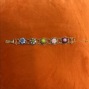 Vintage Juliana D&E for Celebrity Moroccan Cabochon Glass Gold Panel Bracelet